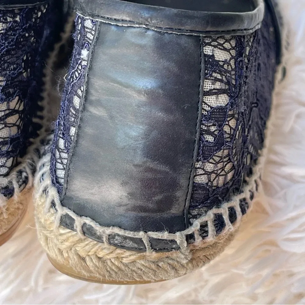 Palomitas by Paloma Barcelo Espadrille Flats Black Floral Lace 7.5 EU 38